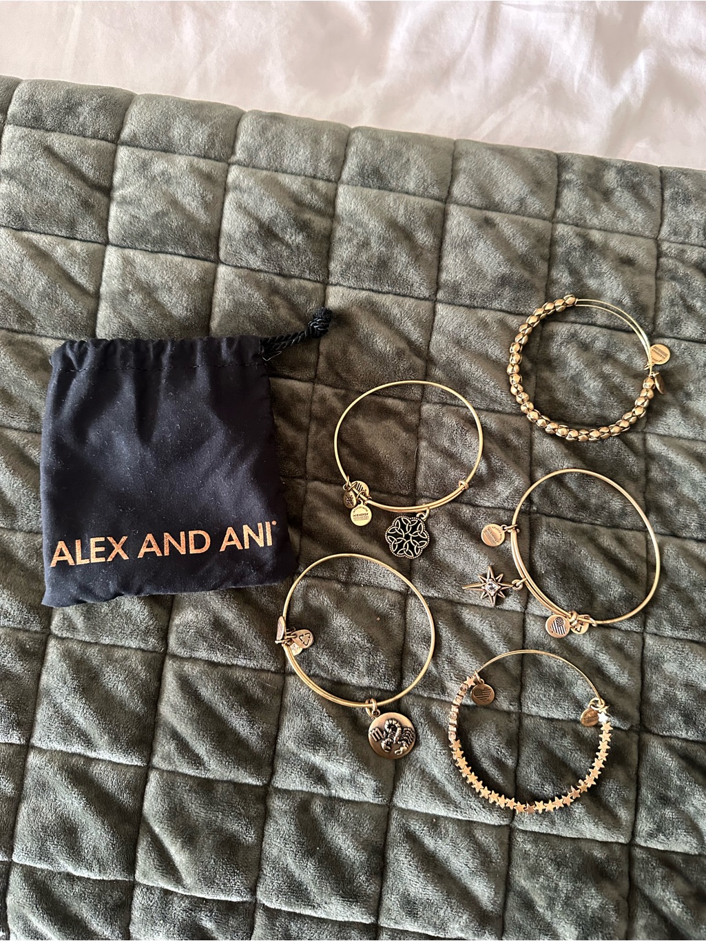 Alex And Ani Gold-Tone Charm Bangle Bracelet Set